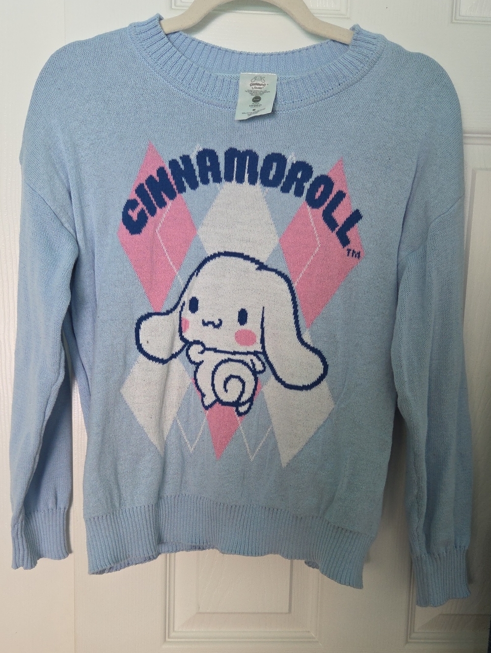 Sanrio Cinnamoroll Pastel Blue Knit Pullover with Pink Accents